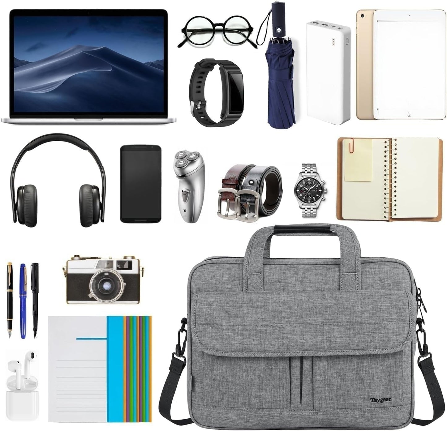 17 Inch Laptop Briefcase, Business Water Resistant Briefcase Carry on Case for for Men Women, Premium Professional Lightweight Portable Gifts Carry on Computer Bag with Strap, Grey