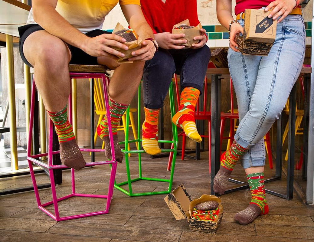 - Men Women Funny Vegan Burger Socks Box - 2 Pairs